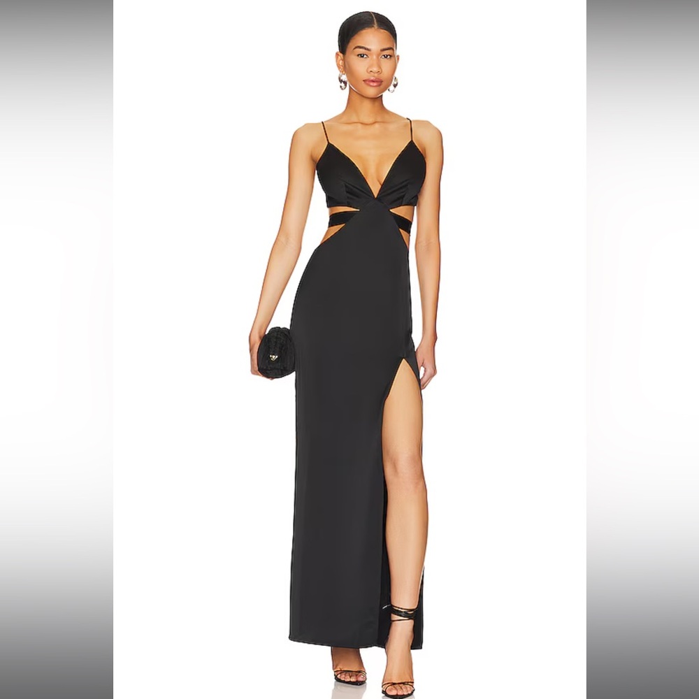 Superdown Black Cut Out Evening Dress